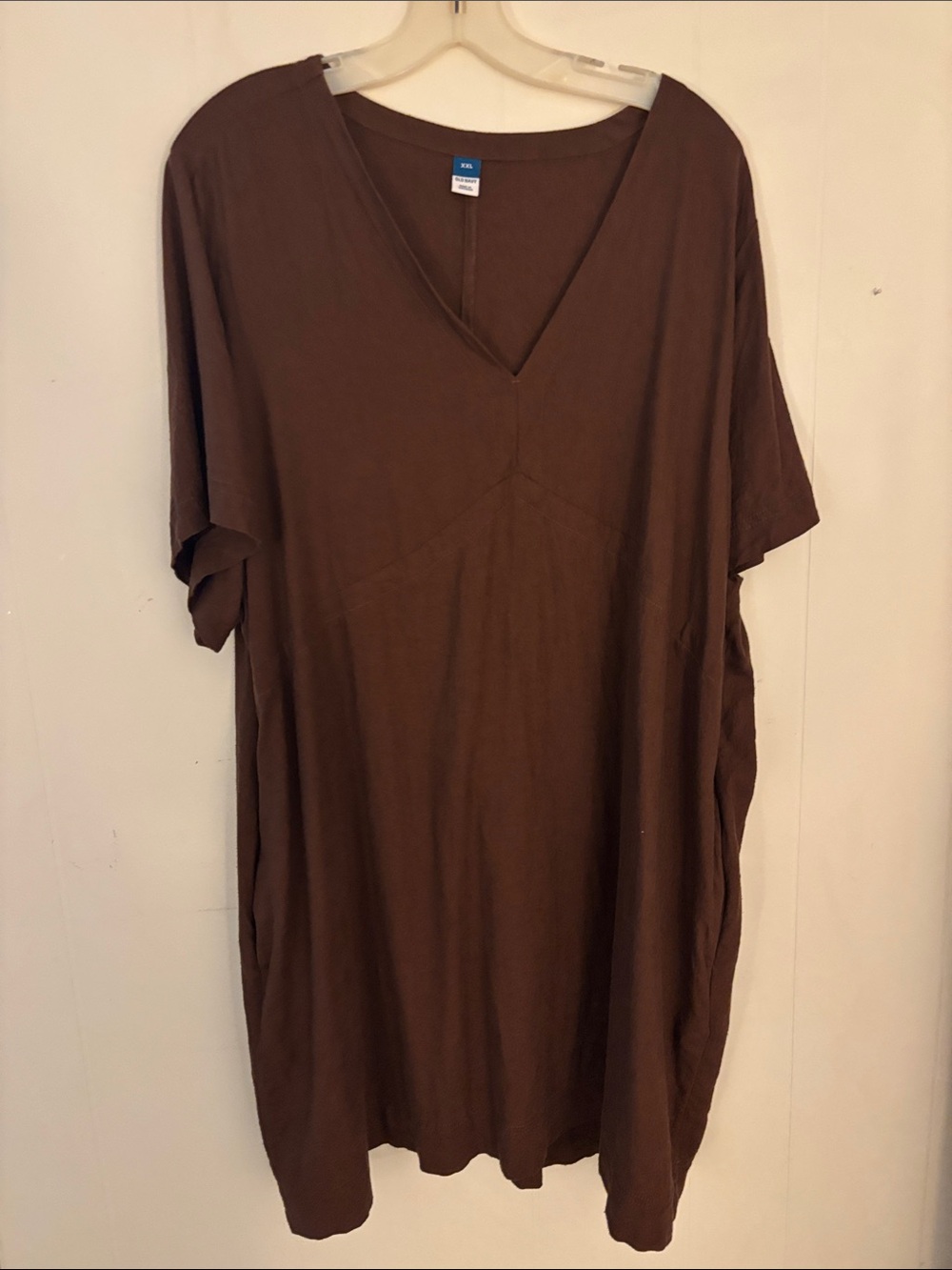 Old Navy Brown V-Neck Short Sleeve Women's Tee Dress